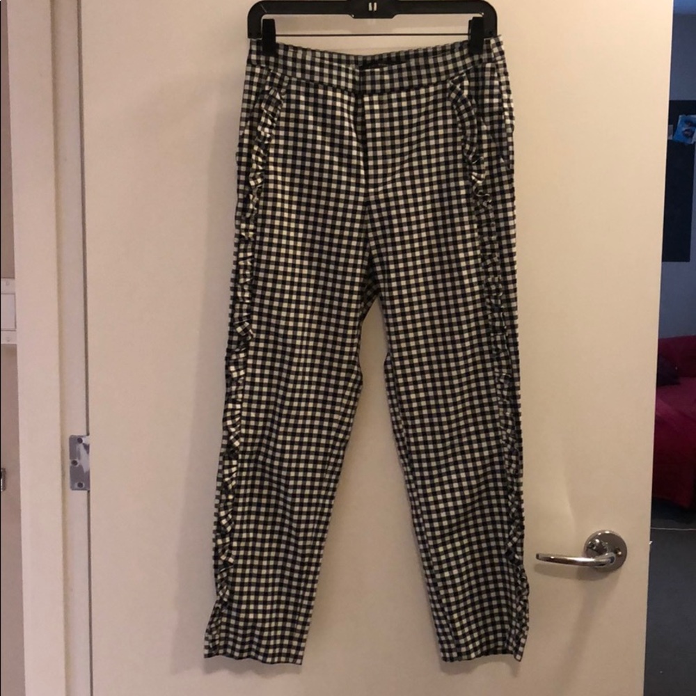 Zara gingham ruffle detailed pants